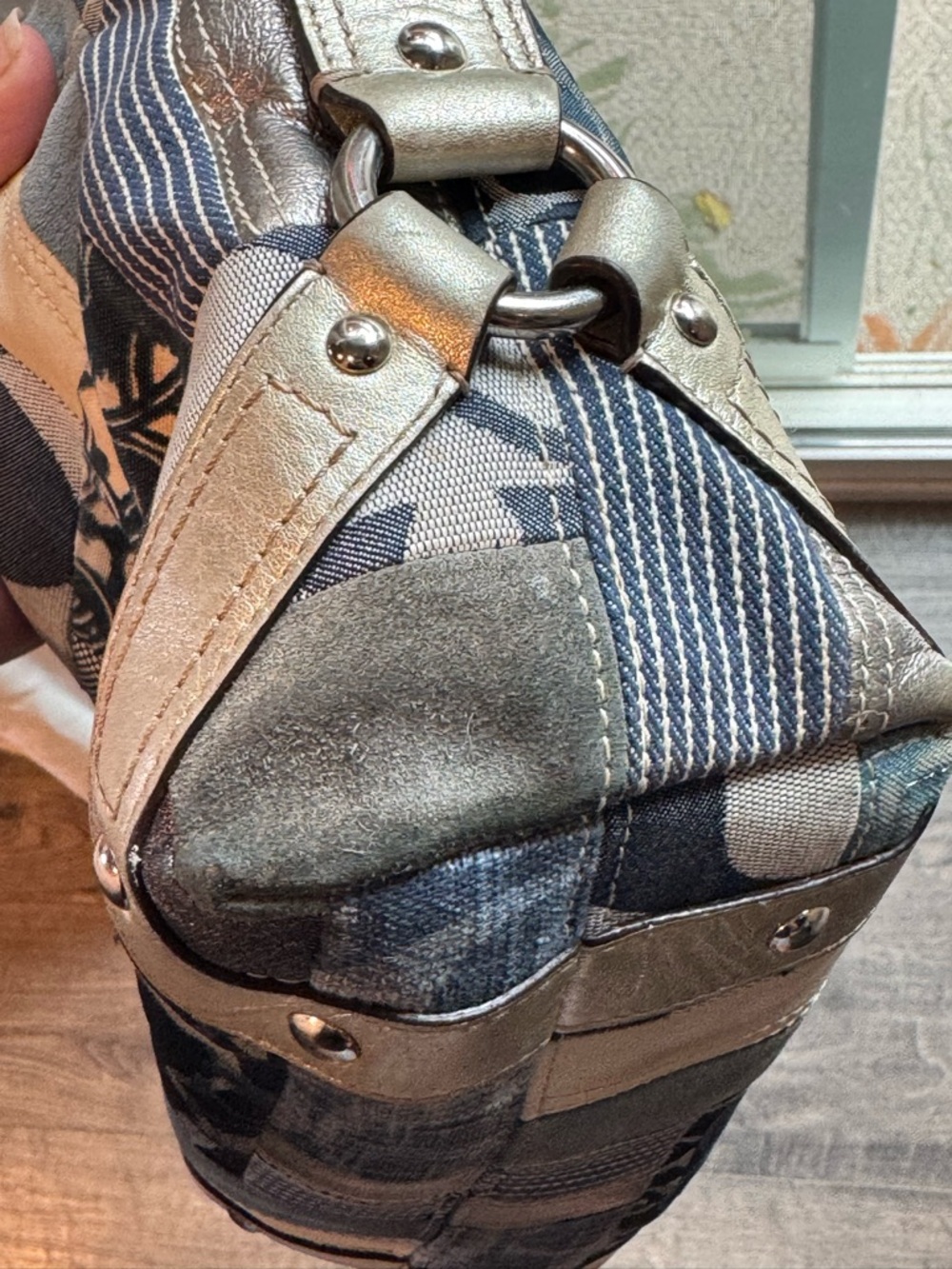 Coach Rare Y2K Denim Patchwork Hobo Purse Shoulder Bag F13720 - Picture 15 of 16